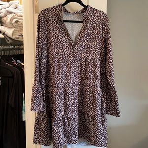 Tiered ruffled leopard print dress